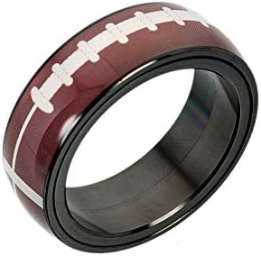 PAMTIER Unisex Stainless Steel Outdoor Sport Spinner Ring Unique NBA Basketball Band