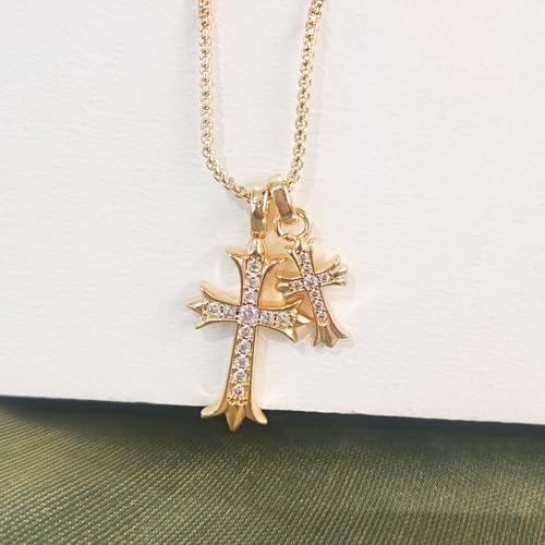 Partm Gold Cross Necklace For Women 14K Plated Dainty Pendant Cross Chain Faith Crucifix Choker Baptism Necklace For Women Trendy Religious Jewelry Hypoallergenic