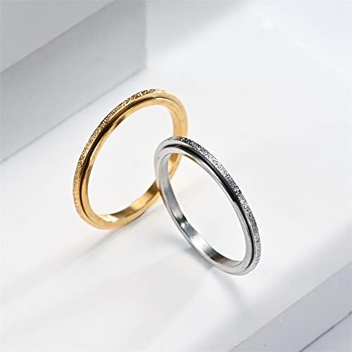 PAURO Women's & Men's 2mm/4mm/6mm/8mm Stainless Steel Multi Colors Sandblast Finish Lucky Worry Ring Band