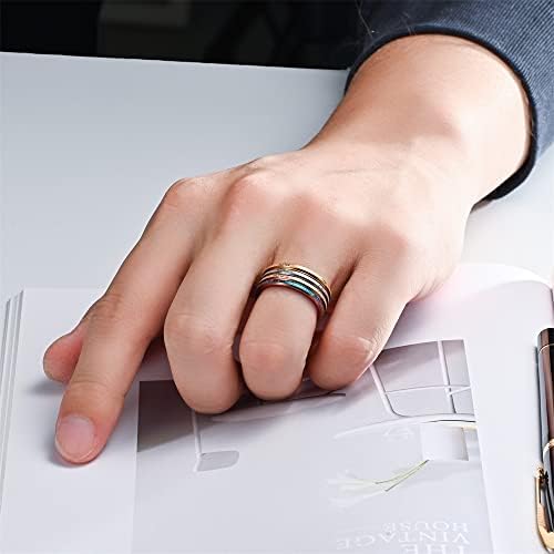 PAURO Women's & Men's 2mm/4mm/6mm/8mm Stainless Steel Multi Colors Sandblast Finish Lucky Worry Ring Band