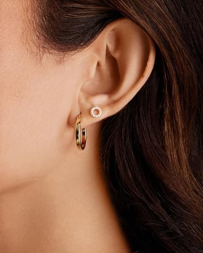 PAVOI 14K Gold Plated 925 Sterling Silver Post Lightweight Hoops 20mm - 30mm Earring Gold Hoop Earrings For Women