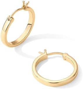 PAVOI 14K Gold Plated 925 Sterling Silver Post Lightweight Hoops 20mm - 30mm Earring Gold Hoop Earrings For Women
