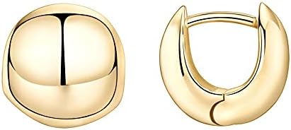 PAVOI 14K Gold Plated Chunky Huggies Earrings for Women - 925 Sterling Silver Posts Small Gold Huggie Hoop Earrings - Ultra Thick Hoops Trendy Jewelry