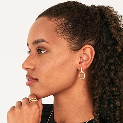 PAVOI 14K Gold Plated Convertible Paperclip Earrings For Women - Trendy Paper Clip Link Huggie Hoop Earrings - Chain Link Drop Dangle Hoops With Cubic Zirconia - Two-Toned Statement Jewelry