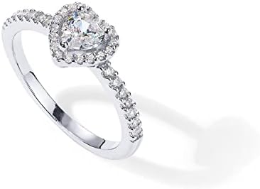 PAVOI 14K Gold Plated Halo Ring Heart Ring For Women Square Round Promise Rings For Her