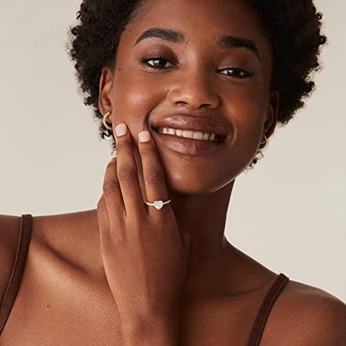 PAVOI 14K Gold Plated Halo Ring Heart Ring For Women Square Round Promise Rings For Her