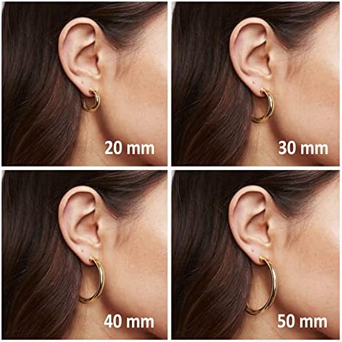 PAVOI 14K Gold Plated Lightweight Chunky Open Hoops For Women Trendy Gold Hoop Earrings
