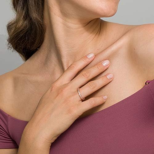 PAVOI 14K Gold Plated Rings With Cubic Zirconia - 2.8mm Stackable For Women - Gold Love Ring