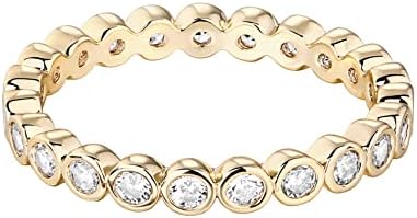 PAVOI 14K Gold Plated Rings With Cubic Zirconia - 2.8mm Stackable For Women - Gold Love Ring