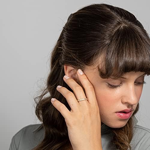 PAVOI 14K Gold Plated Rings With Cubic Zirconia - 2.8mm Stackable For Women - Gold Love Ring