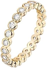 PAVOI 14K Gold Plated Rings with Cubic Zirconia - 2.8mm Stackable for Women - Gold Love Ring