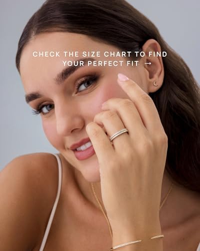 PAVOI 14K Gold Plated Solid 925 Sterling Silver CZ Simulated Diamond Stackable Ring Eternity Bands For Women