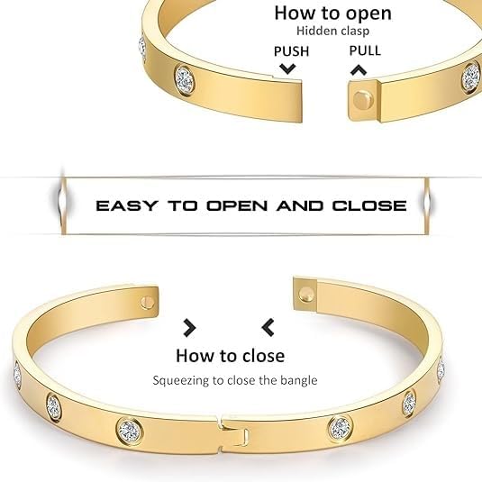 PDWZNBA 18K Gold-Plated Love Friendship Bracelets Trendy Stainless Steel Bangle Jewelry Gifts For Women