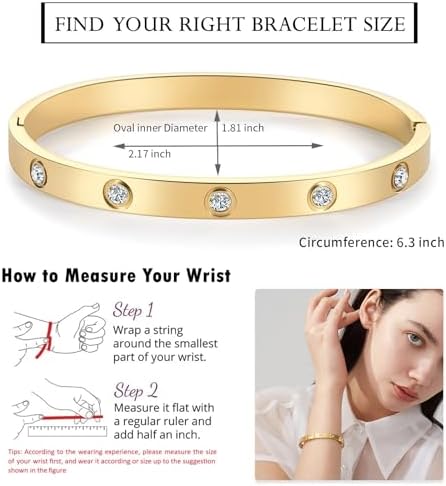 PDWZNBA 18K Gold-Plated Love Friendship Bracelets Trendy Stainless Steel Bangle Jewelry Gifts For Women