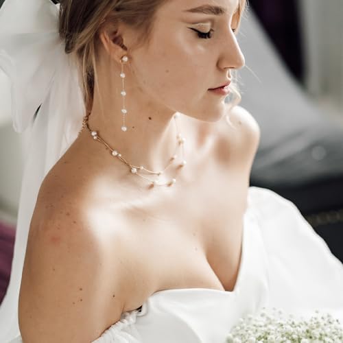 Pearl Earrings For Women Gold Pearl Drop Earrings Dainty Silver Dangle Earring For Wedding Bow Stud Jewelry As Christmas Gifts Statement Silver Hoop Bride Earring As Boho Prom Accessories