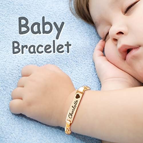 Personalized Baby Name Bracelets With Birthstone 18k Gold Plated Adjustable Length Double-Sided Customisable With Gift Wrap