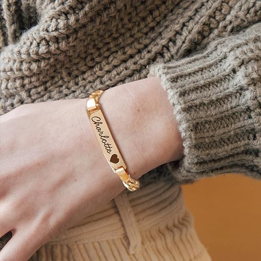 Personalized Baby Name Bracelets With Birthstone 18k Gold Plated Adjustable Length Double-Sided Customisable With Gift Wrap