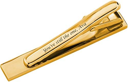 Personalized Gold Stainless Steel Cross Tie Clip Custom Engraved Free - Ships From USA