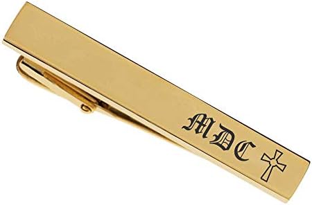Personalized Gold Stainless Steel Cross Tie Clip Custom Engraved Free - Ships From USA