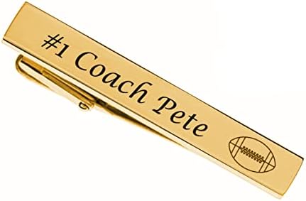 Personalized Gold Stainless Steel Tie Clip For Football Players & Coaches Custom Engraved Free - Ships From USA