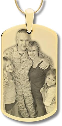 Personalized Photo Engraved Dog Tag with 20" Chain