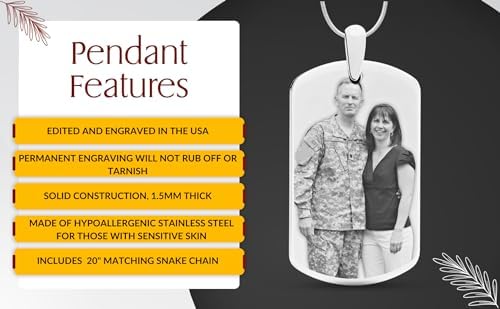 Personalized Photo Engraved Dog Tag With 20" Chain