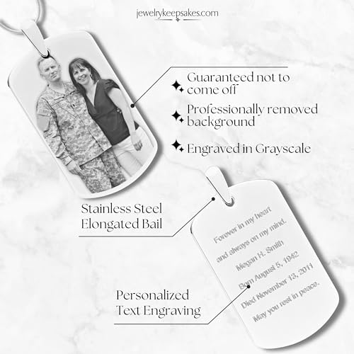 Personalized Photo Engraved Dog Tag With 20" Chain