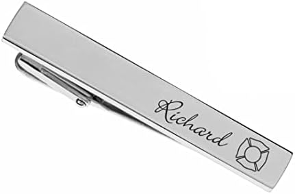 Personalized Silver Stainless Steel Tie Clip For Firefighters Custom Engraved Free - Ships From USA