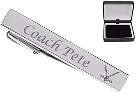 Personalized Silver Stainless Tie Clip For Hockey Players & Coaches Custom Engraved Free - Ships From USA
