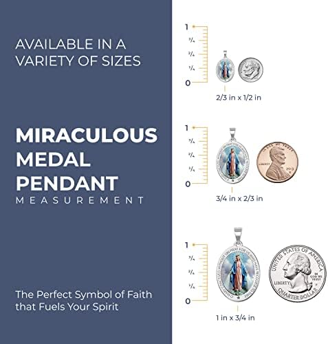 PicturesOnGold.com Miraculous Medal Oval Pendant In 10K/14K Yellow Or White Gold & Sterling Silver - Unisex Christian Virgin Mary Pendant - Perfect For First Communion Or Confirmation Gifts