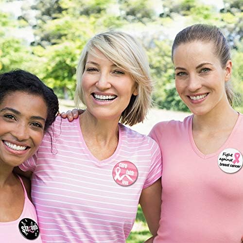 Pink Breast Cancer Awareness Novelty Buttons Badge Decorations Jewelry Pins 12 Various Designs - 24 Pieces