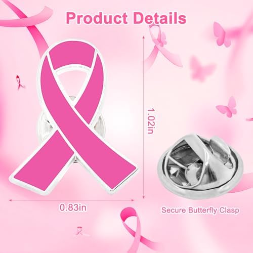 Pink Breast Cancer Pins 30PCS Bulk Breast Cancer Awareness Accessories Offical Pink Ribbon Hope Lapel Pins Brooches For Women Girls Themd Party Favors Supplies Decorations Breast Cancer Survivor Gifts