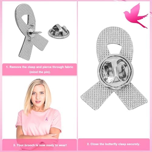 Pink Breast Cancer Pins 30PCS Bulk Breast Cancer Awareness Accessories Offical Pink Ribbon Hope Lapel Pins Brooches For Women Girls Themd Party Favors Supplies Decorations Breast Cancer Survivor Gifts