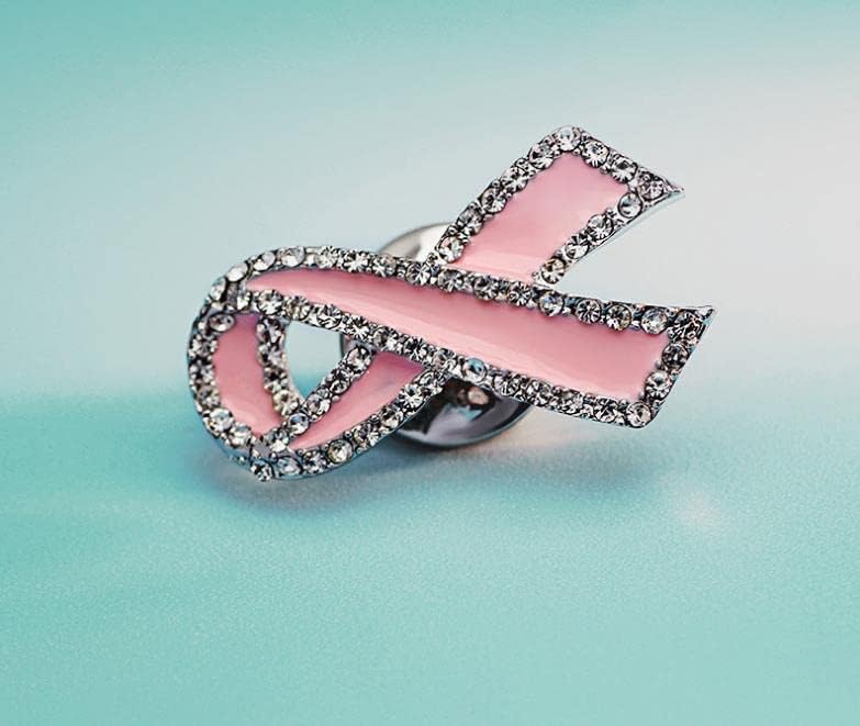 Pink Ribbon Breast Cancer Awareness Brooches Pin Crystal Rhinestone Zirconia AIDS Hope Lapel Pin Brooches For Women Wedding Dress Party Jewelry