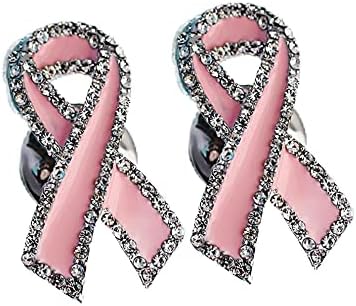 Pink Ribbon Breast Cancer Awareness Brooches Pin Crystal Rhinestone Zirconia AIDS Hope Lapel Pin Brooches for Women Wedding Dress Party Jewelry