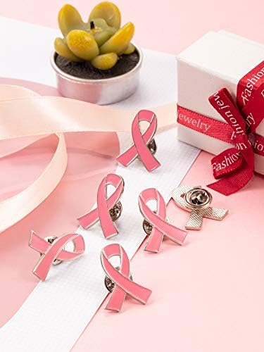 Pink Ribbon Brooch Pins Hope Ribbon Lapel Official Breast Cancer Awareness Lapel Pin 1 X 0.78 Inch