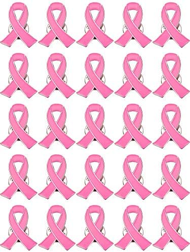 Pink Ribbon Brooch Pins Hope Ribbon Lapel Official Breast Cancer Awareness Lapel Pin 1 x 0.78 inch