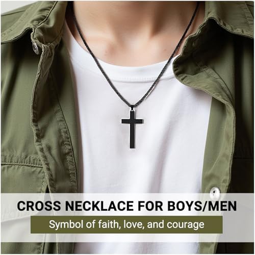 PINKDODO Cross Necklace For Men Boys Valentines Birthday Christmas Gifts For Son Grandson Nephew Brother Boyfriend Mens