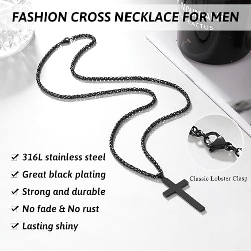 PINKDODO Cross Necklace For Men Boys Valentines Birthday Christmas Gifts For Son Grandson Nephew Brother Boyfriend Mens
