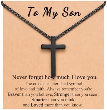 PINKDODO Cross Necklace for Men Boys Valentines Birthday Christmas Gifts for Son Grandson Nephew Brother Boyfriend Mens
