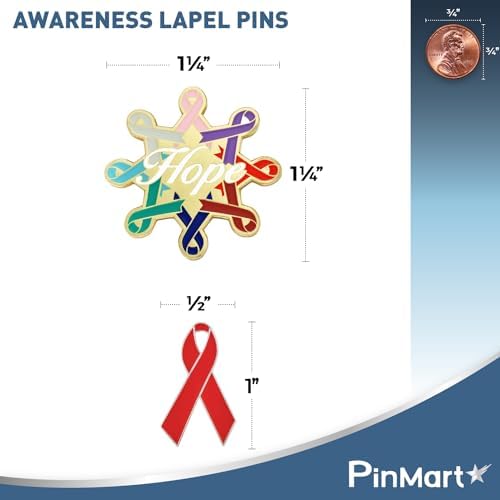 PinMart Awareness Enamel Lapel Pin – Nickel And Gold Plated Ribbon Pin – Prevention And Awareness Ribbon – Jewelry Brooch With Secure Clutch Back