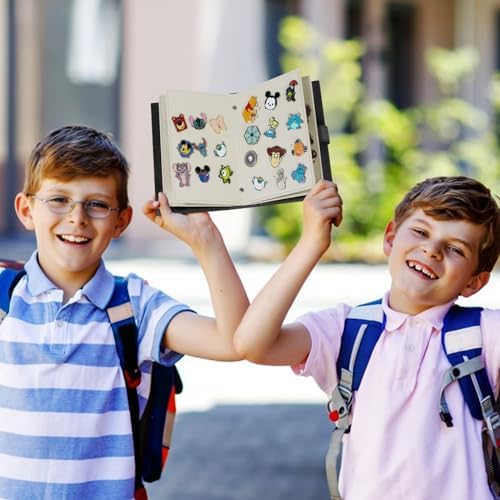 Portable Enamel Pin Album CollectHall Pin Trading Book To Display And Trade Your Disney Pins 42 Pins Capacity PU Leather Pin Holder Fit Rubber Pin Back Black CHMTC11-H