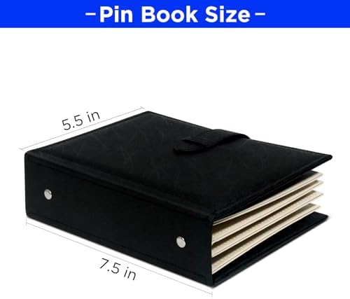 Portable Enamel Pin Album CollectHall Pin Trading Book To Display And Trade Your Disney Pins 42 Pins Capacity PU Leather Pin Holder Fit Rubber Pin Back Black CHMTC11-H