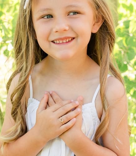 Precious Pieces Sterling Silver Or 14K Gold Plated CZ Heart Baby Ring With Rope Band For Toddlers Little Girls Stackable Or Pinky Ring For Teens And Women