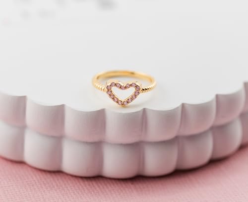 Precious Pieces Sterling Silver Or 14K Gold Plated CZ Heart Baby Ring With Rope Band For Toddlers Little Girls Stackable Or Pinky Ring For Teens And Women