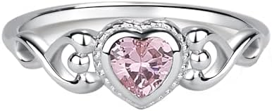 Precious Pieces Sterling Silver Simulated CZ Birthstone Baby Ring with Heart for little girls Kids and Toddlers