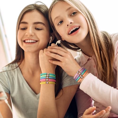 Preppy Bracelets For Teen Girls - Stackable Boho Surfer Friendship Bracelets Set For Little Girls & Women