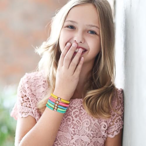 Preppy Bracelets For Teen Girls - Stackable Boho Surfer Friendship Bracelets Set For Little Girls & Women