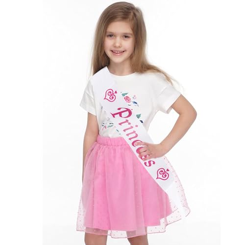 Princess Satin Sash For Women Girls White With Rose Red Glitter Letters With Pearl Brooch Pin Party Accessory Birthday Gifts Prom Photo Props Decorations Beauty Pageant Sashes