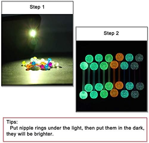 Prjndjw 48 件 14G 16mm 14MM 夜光舌环塑料柔性亚克力直杠铃身体穿孔首饰女士男士舌头 NIppie 穿孔